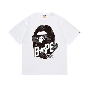 Bape White Tee with Black Ape Graphic